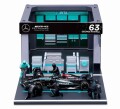 予約品　2026年2月頃　ミニカー　BURAGO（ブラゴ） ダイキャストモデル　1/43　BUR38452R　メルセデス-AMG ペトロナス F1チーム PIT PASS セット W15  No,63 G.ラッセル(クルー×6pcs、パドックガレージ)　4548565512256