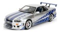 お取り寄せ予約品　10月頃　ミニカー　ジャダトイズ JADATOYS　ワイルドスピード シリーズ　ダイキャストモデル（開閉機構付）　1/18　JADA37771　F&F ニッサン スカイライン GT-R (R34) シルバー (ブライアン)　4548565532353