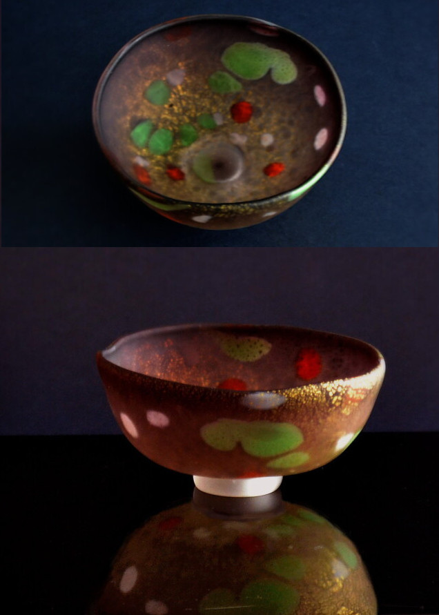 硝子茶碗　横山尚人作　茶道具　ガラス茶碗　グラスデコール