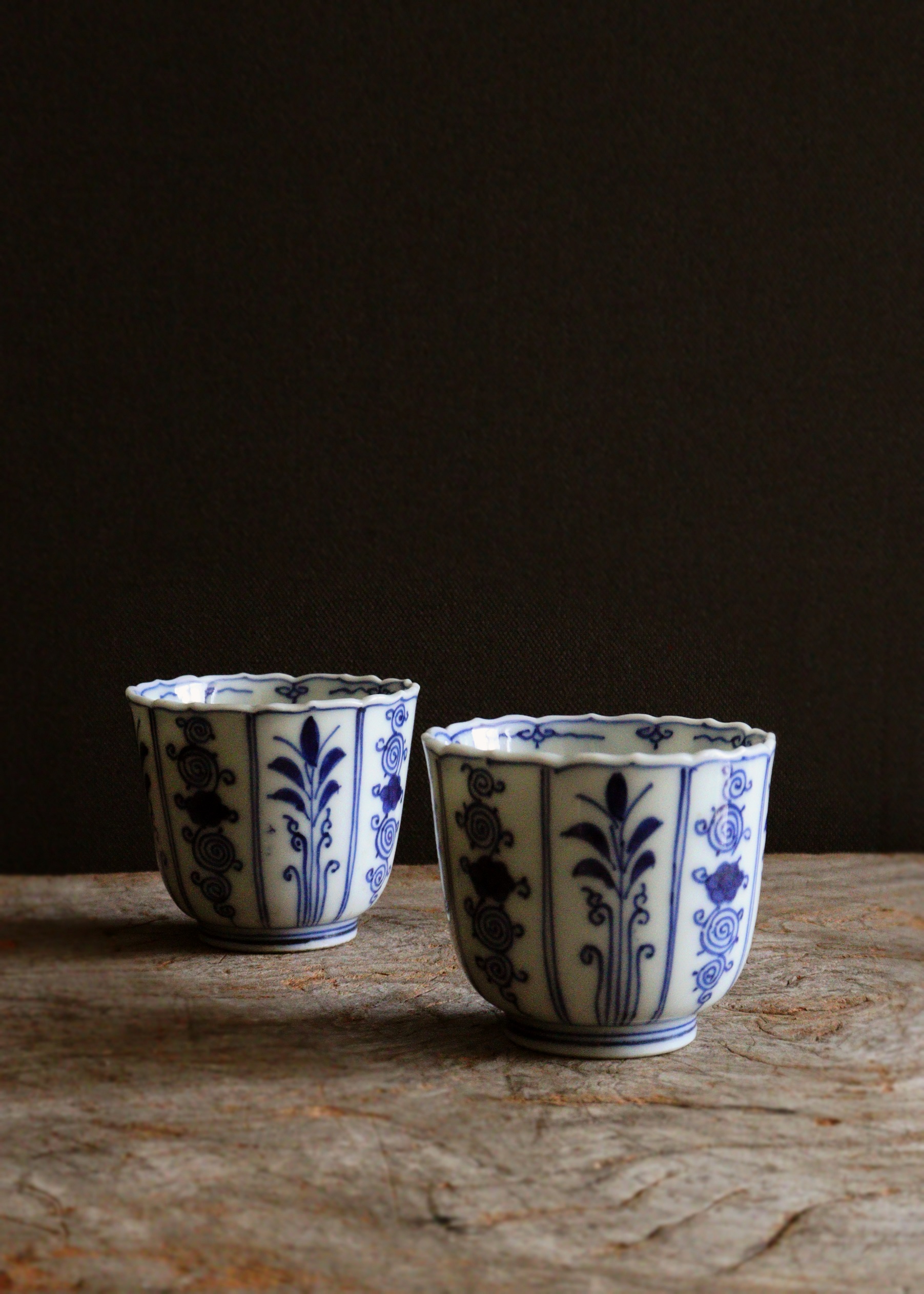 向付 古染付写し 芙蓉手 花鳥文 小鉢 訳あり 欠け 江戸 向 染付芙蓉手