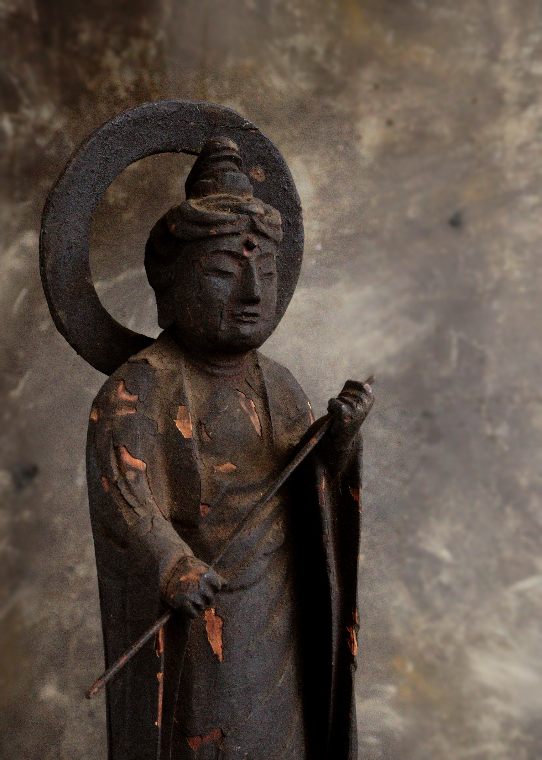 山伏大円作　観音菩薩像　小仏 仏像  時代仏 　骨董　仏教美術　古仏　木彫仏　仏師