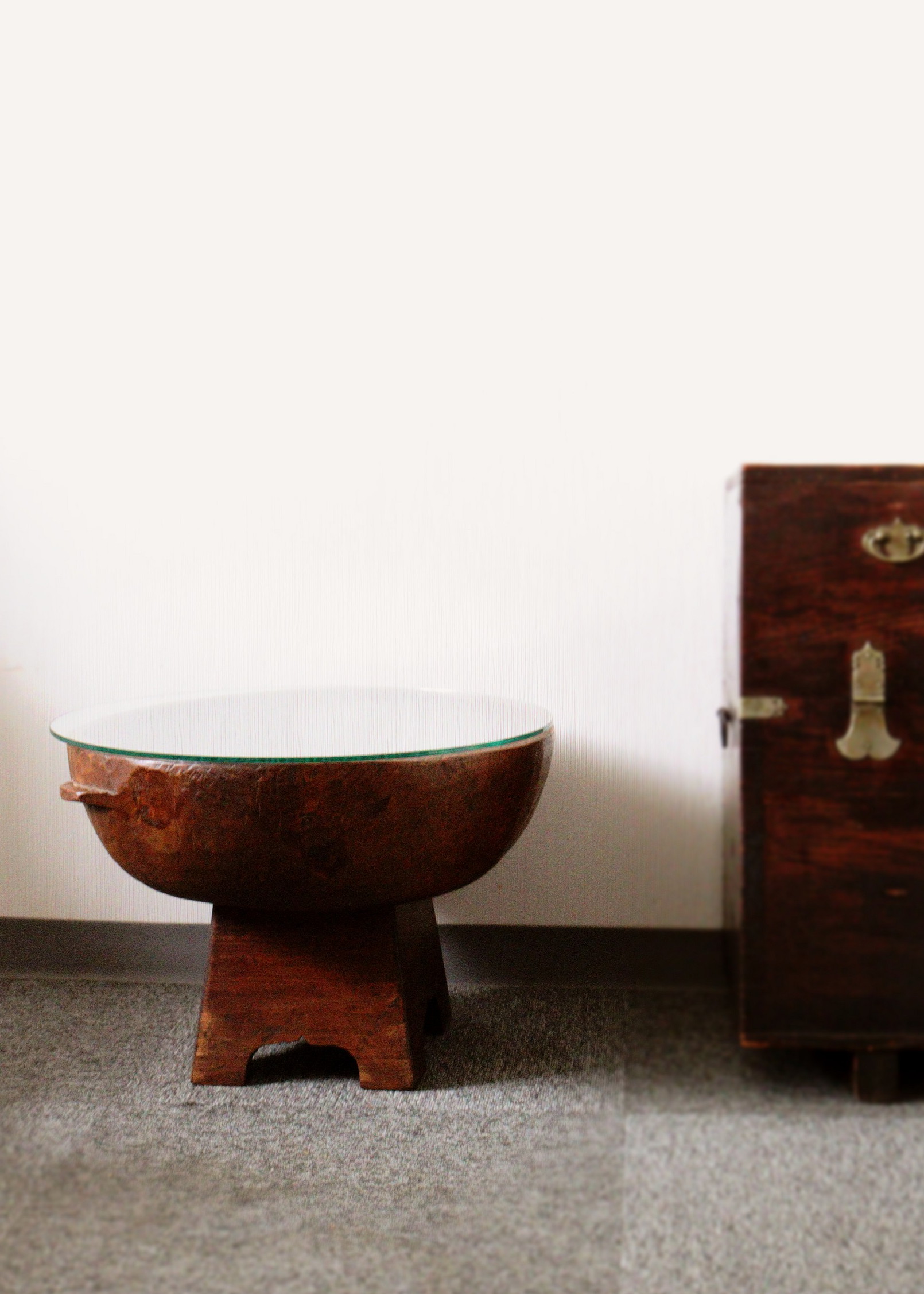李朝木鉢脚付き 木製捏鉢 民藝 茶卓 ミニテーブル 木鉢 李朝家具