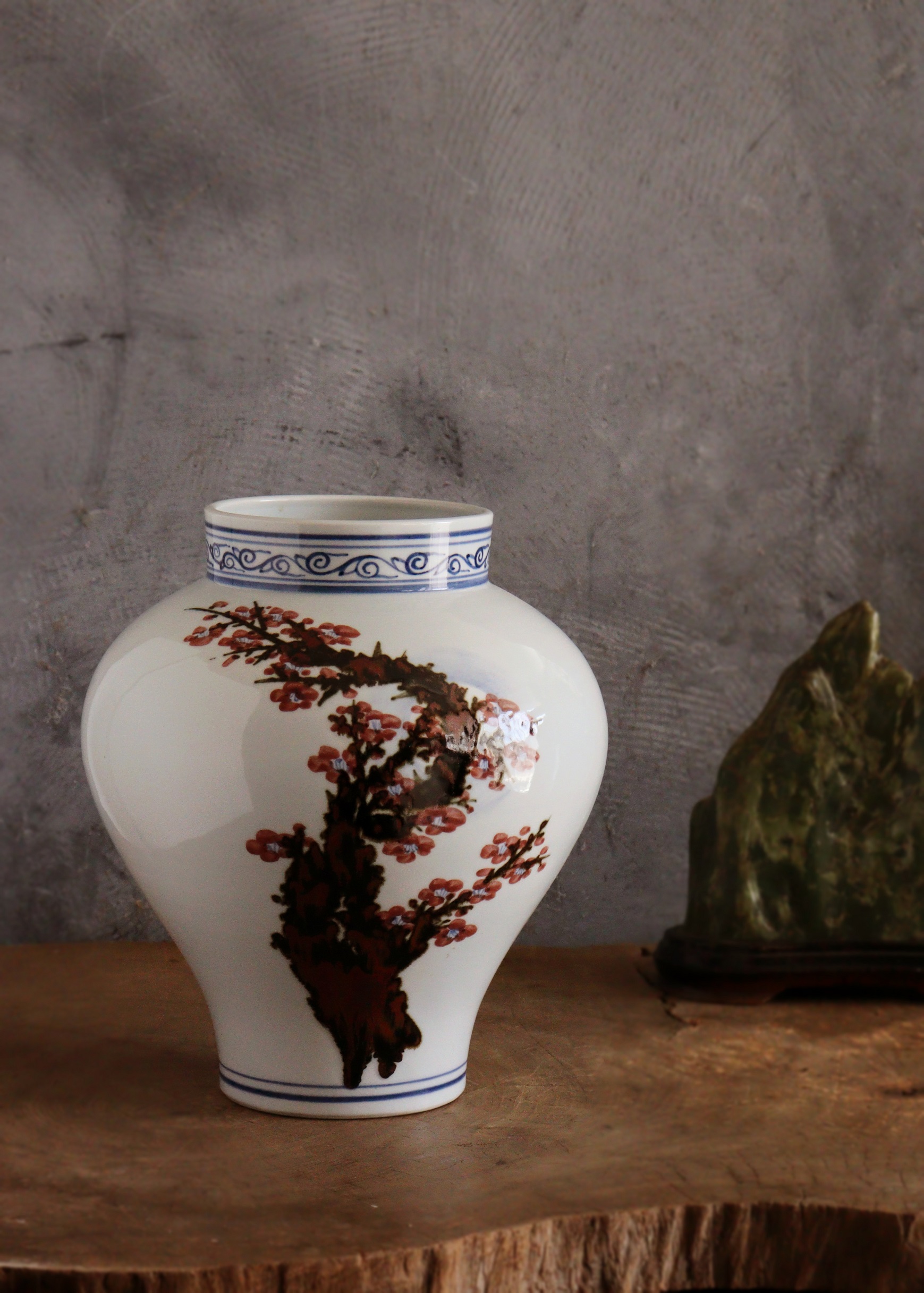 泰岩 沈相燮作梅瓶型辰砂壷 　韓国陶磁　韓国インテリア　韓国人作家