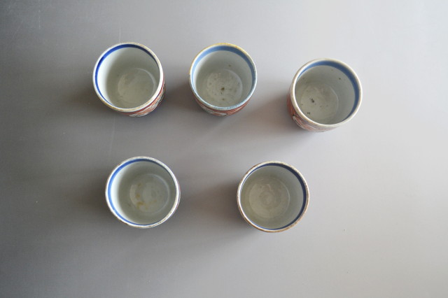 色絵海老紋様　のぞき猪口５客組