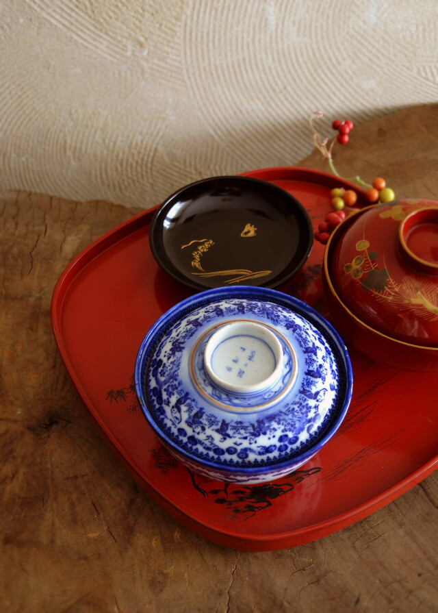 波千鳥漆皿 小皿 漆小皿 沈金蒔絵 一枚Antique Sam's Collection