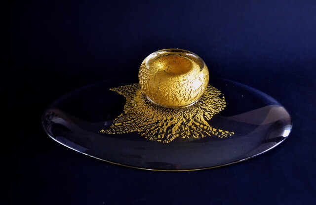 宇吹硝子　コンポート　小林貢作