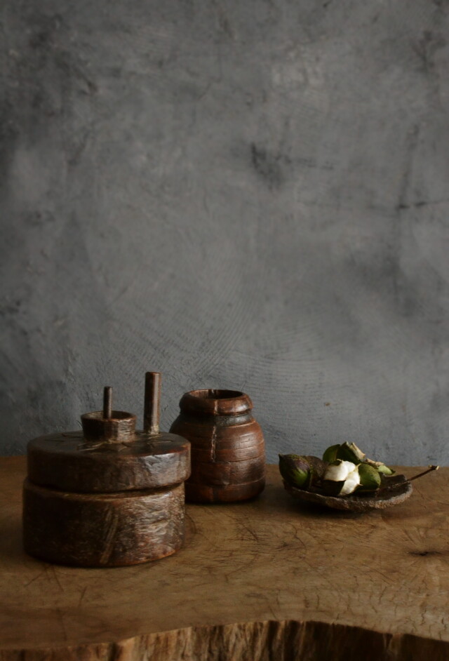 木製挽き臼　ミル　薬研　