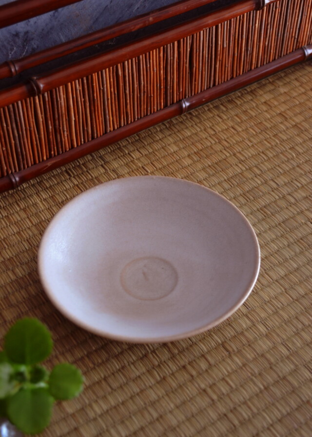 北村鴨男作　白釉茶碗　粉引茶碗　平茶碗　茶道具　抹茶碗　白泥茶碗