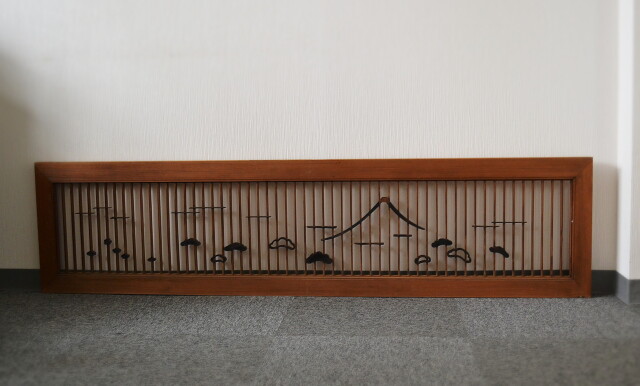 黒柿富士図欄間　一枚　建具