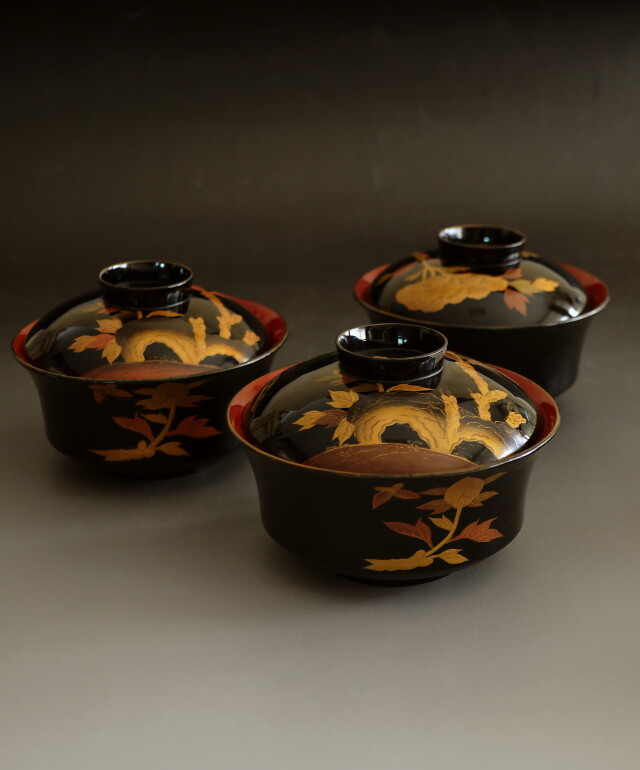 時代蒔絵椀　五客