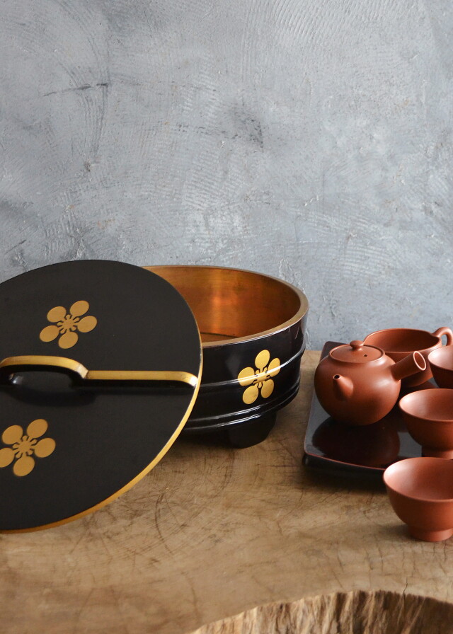 蒔絵漆器　水盥　蓋付盥　骨董　蒔絵　化粧盥　茶櫃　茶盤