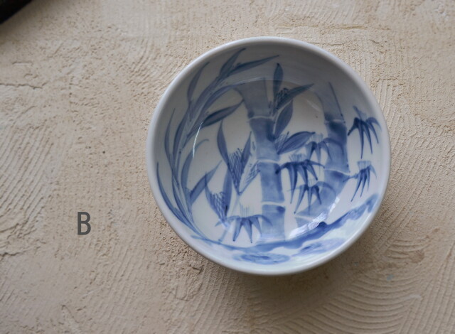 手描き染付竹紋鉢 麺鉢 丼 和食器 大碗 サラダボウル 染