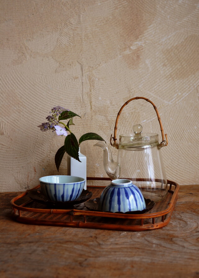 染付在銘　極上手　面取煎茶碗5客　直径5.9㎝　東Y5-0612② 染付在銘 極上手 面取煎茶碗5客 直径5.9㎝ 東