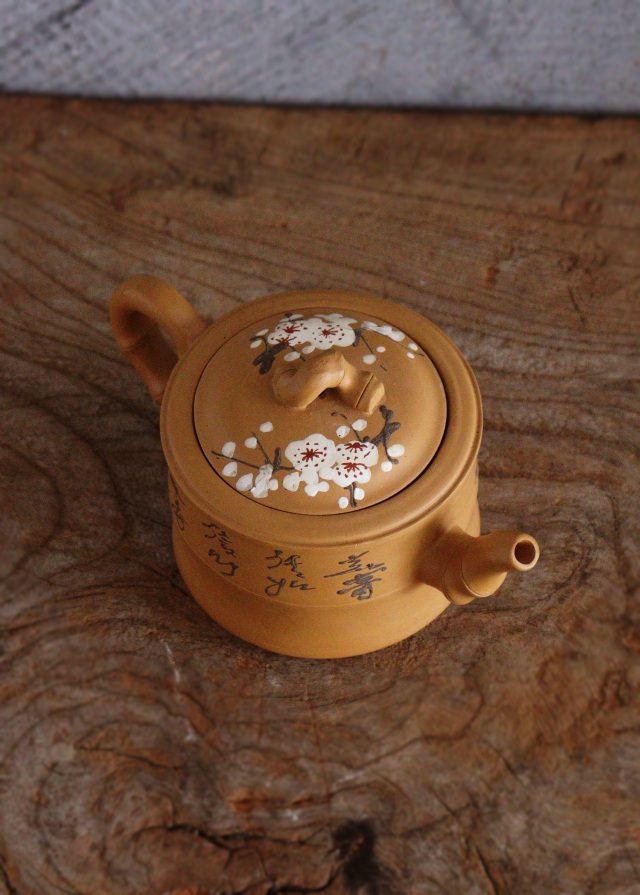 小急須　黄泥　紫砂　茶器　煎茶道具　中国茶　煎茶　煎茶器　急須　茶注　茶壷　竹節　梅図