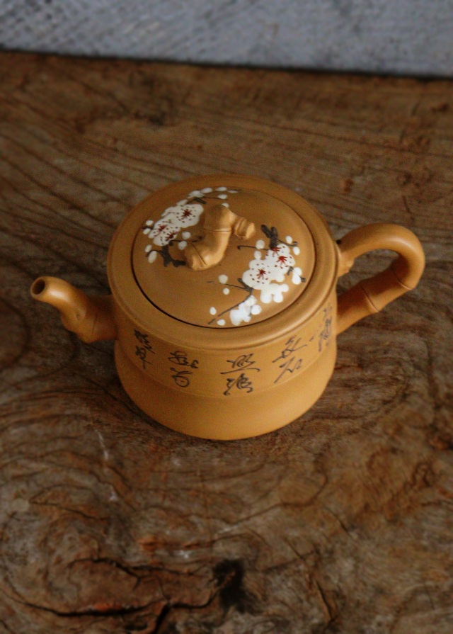 小急須　黄泥　紫砂　茶器　煎茶道具　中国茶　煎茶　煎茶器　急須　茶注　茶壷　竹節　梅図