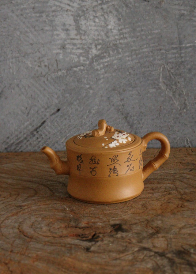 小急須　黄泥　紫砂　茶器　煎茶道具　中国茶　煎茶　煎茶器　急須　茶注　茶壷　竹節　梅図