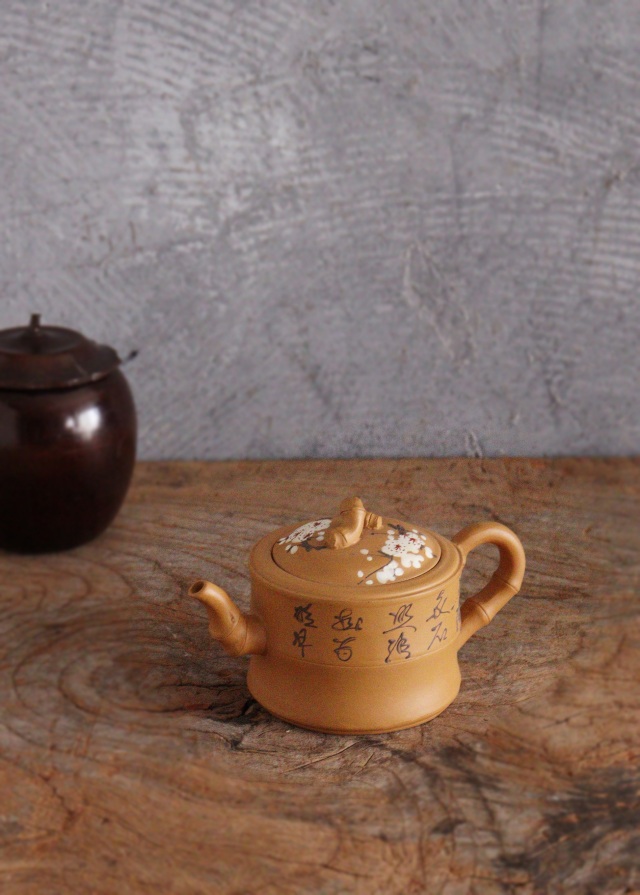 小急須　黄泥　紫砂　茶器　煎茶道具　中国茶　煎茶　煎茶器　急須　茶注　茶壷　竹節　梅図