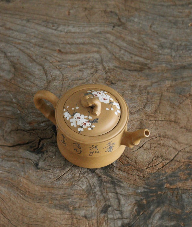 小急須　黄泥　紫砂　茶器　煎茶道具　中国茶　煎茶　煎茶器　急須　茶注　茶壷　竹節　梅図
