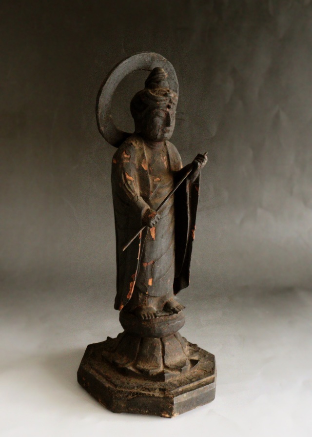 山伏大円作　観音菩薩像　小仏 仏像  時代仏 　骨董　仏教美術　古仏　木彫仏　仏師