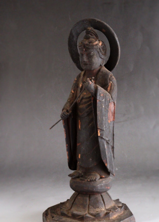 山伏大円作　観音菩薩像　小仏 仏像  時代仏 　骨董　仏教美術　古仏　木彫仏　仏師