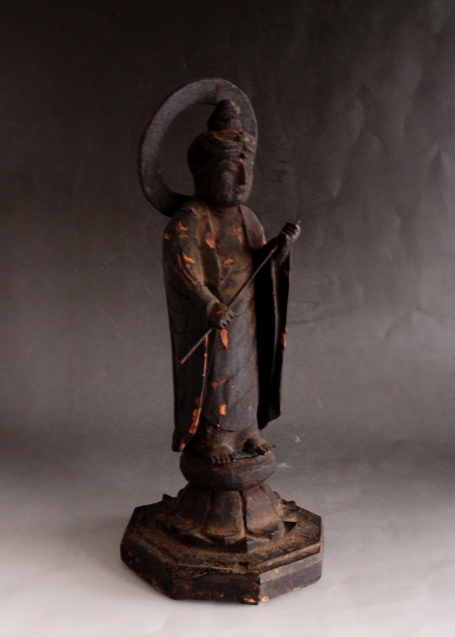 山伏大円作　観音菩薩像　小仏 仏像  時代仏 　骨董　仏教美術　古仏　木彫仏　仏師