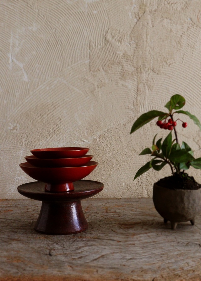 蒔絵三つ組酒盃　三宝　漆皿　漆器　漆盆　酒器　お正月