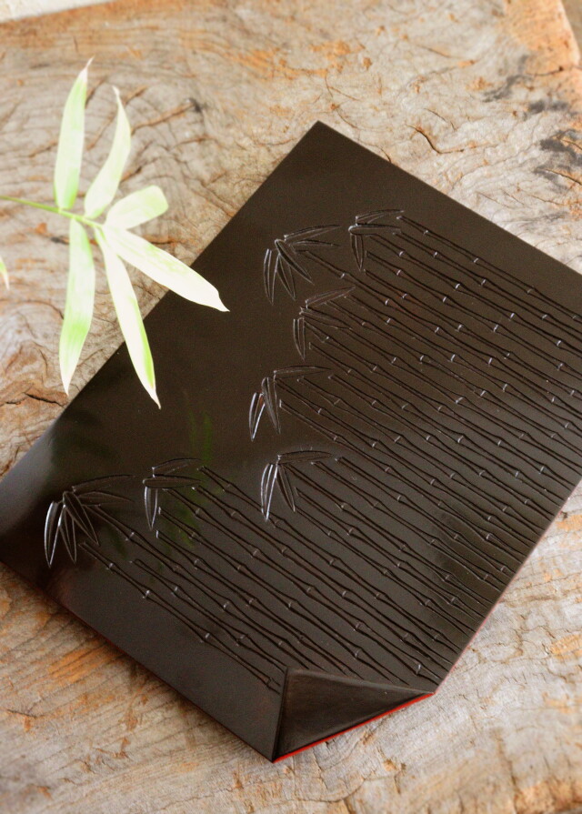 鎌倉彫　竹紋　折敷　お盆　花台　煎茶盆　手仕事　民藝　盆