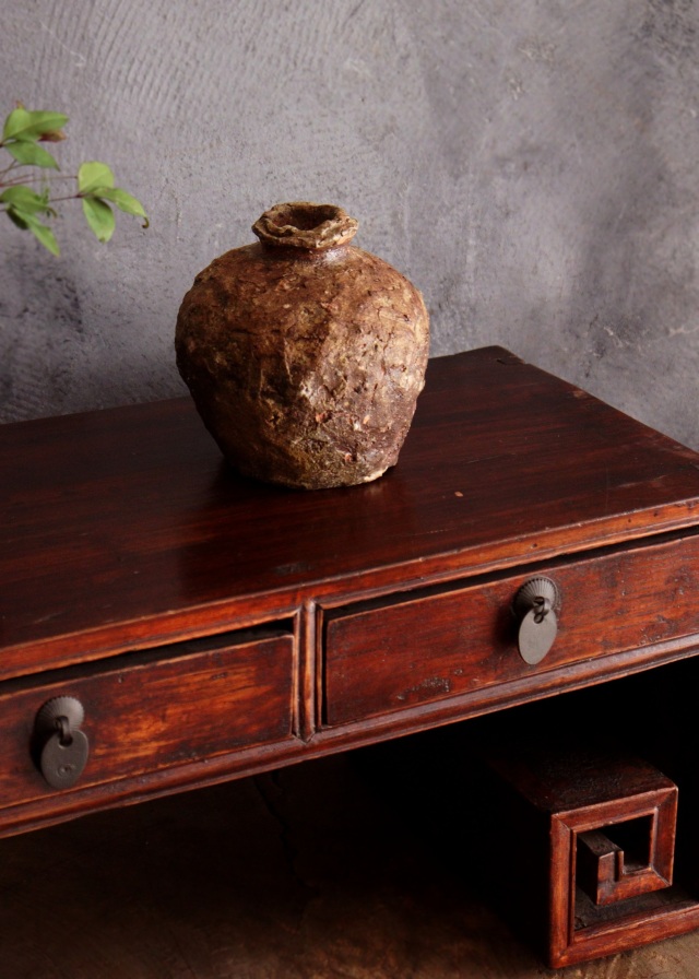 信楽焼　蹲壷　うずくまる　小壺　民藝　茶壺　花器　投げ入れ　谷穹作