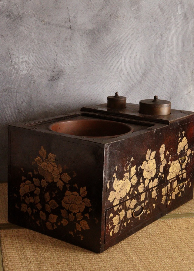 蒔絵長火鉢　梨地　手あぶり　蒔絵火鉢　卓上火鉢　煎茶　風炉　