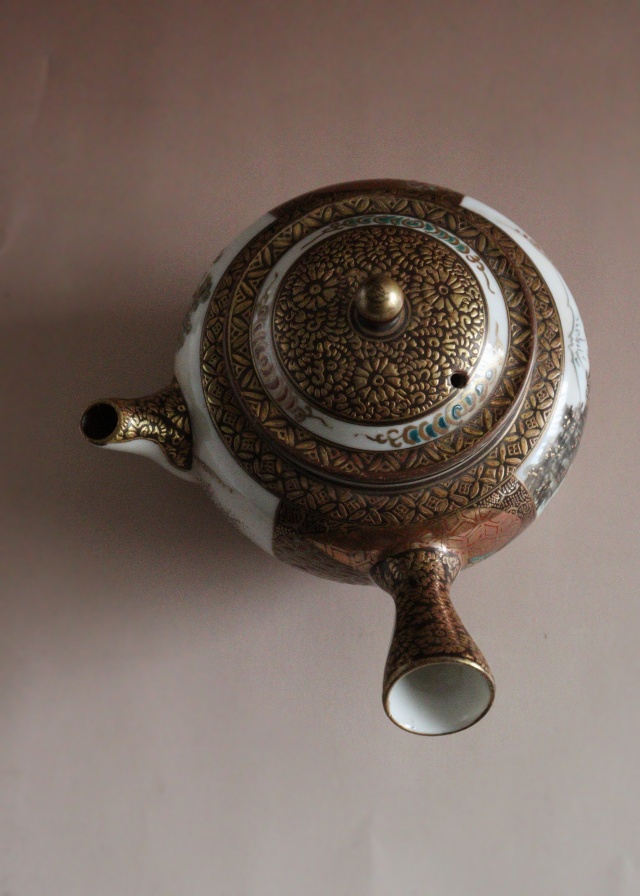 九谷煎茶セット　急須　湯冷まし　煎茶茶碗3客セット　煎茶道具　小鉢　向付　色絵　和食器