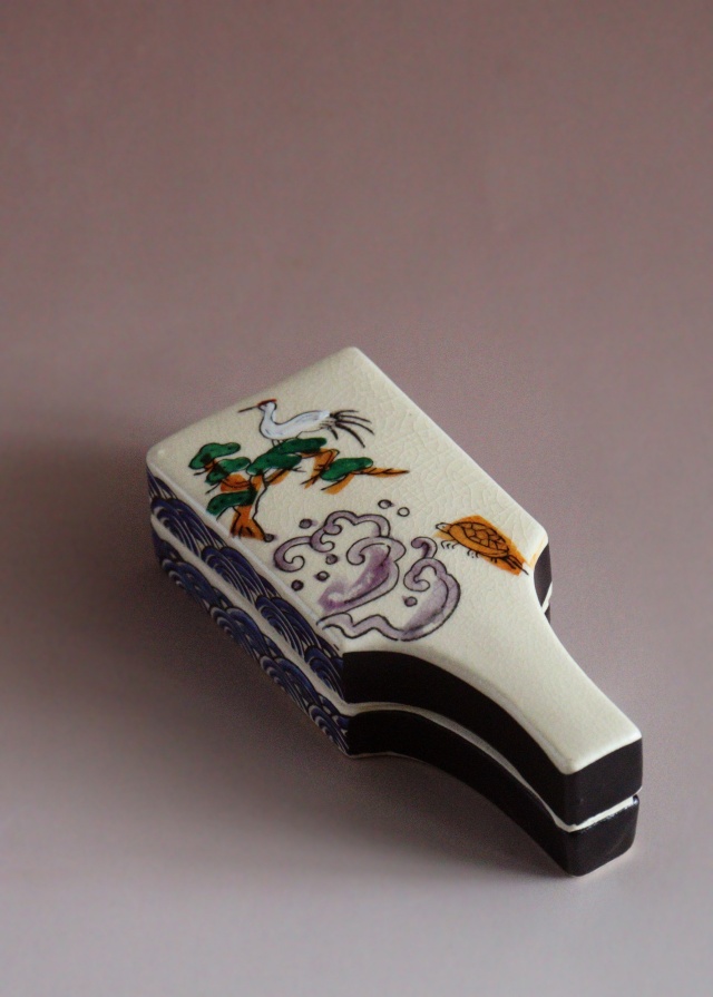 中村陶彩作　ぶりぶり香合　京焼　茶道具　抹茶碗　白泥茶碗　萩茶碗　お正月