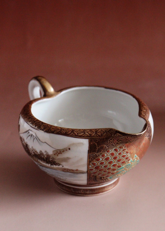 九谷煎茶セット　急須　湯冷まし　煎茶茶碗3客セット　煎茶道具　小鉢　向付　色絵　和食器