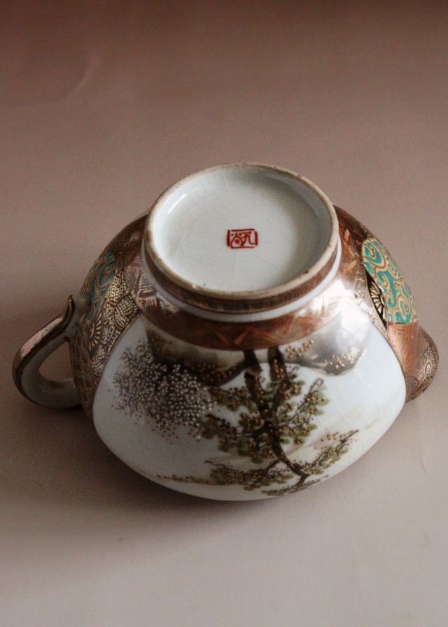 九谷煎茶セット　急須　湯冷まし　煎茶茶碗3客セット　煎茶道具　小鉢　向付　色絵　和食器