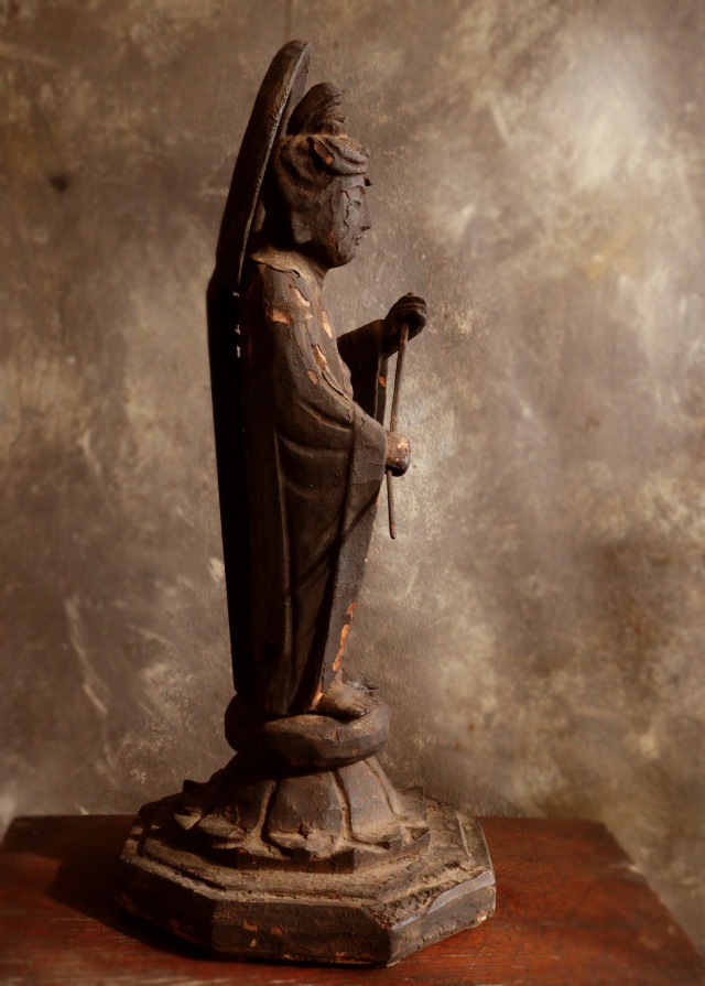山伏大円作　観音菩薩像　小仏 仏像  時代仏 　骨董　仏教美術　古仏　木彫仏　仏師