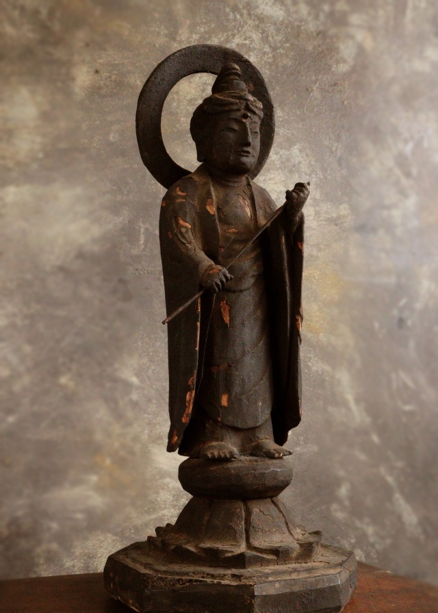 山伏大円作　観音菩薩像　小仏 仏像  時代仏 　骨董　仏教美術　古仏　木彫仏　仏師