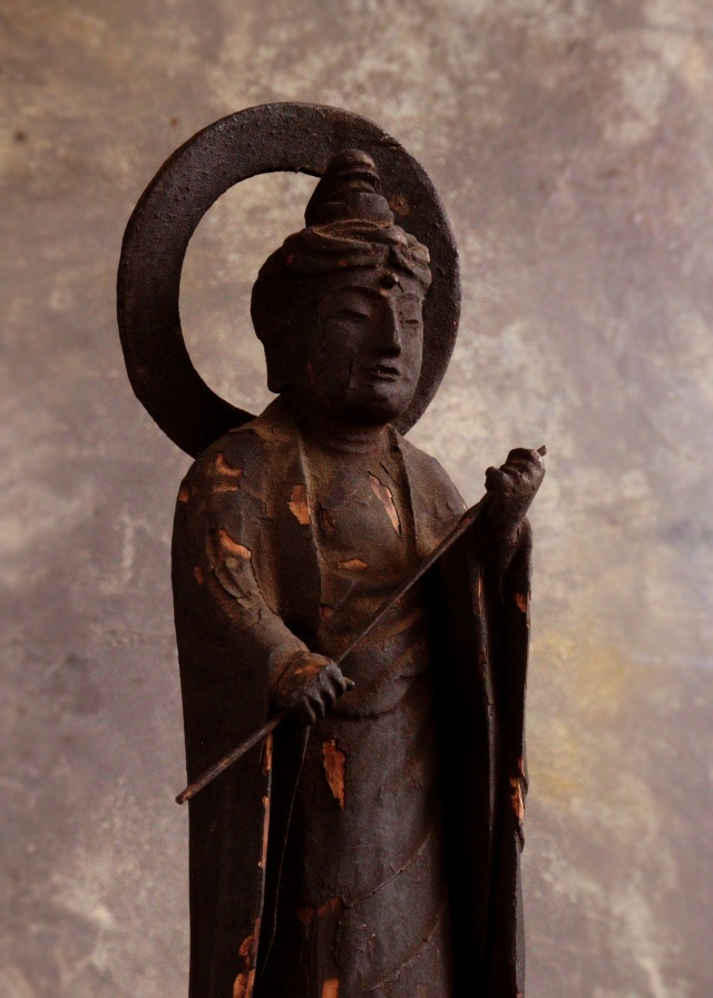 山伏大円作　観音菩薩像　小仏 仏像  時代仏 　骨董　仏教美術　古仏　木彫仏　仏師