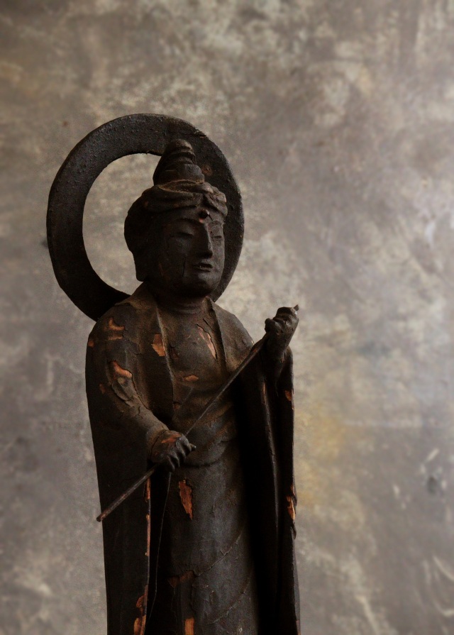 山伏大円作　観音菩薩像　小仏 仏像  時代仏 　骨董　仏教美術　古仏　木彫仏　仏師