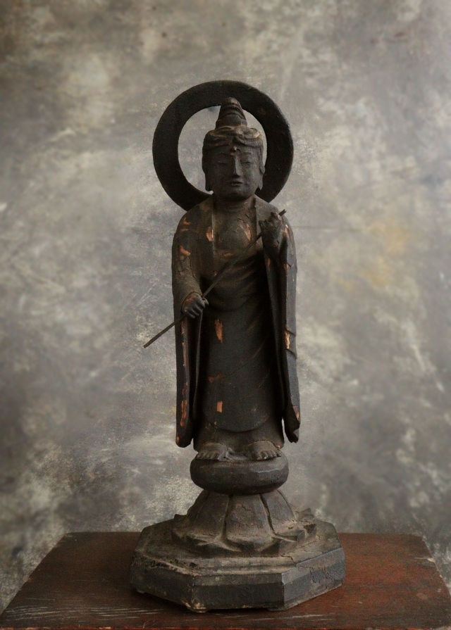 山伏大円作　観音菩薩像　小仏 仏像  時代仏 　骨董　仏教美術　古仏　木彫仏　仏師