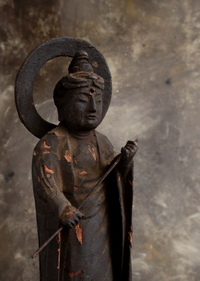 山伏大円作 観音菩薩像 小仏 仏像 時代仏 骨董 仏教美術 古仏 木彫仏 仏師