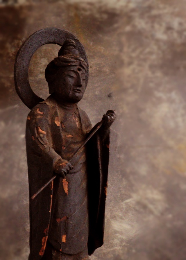 山伏大円作　観音菩薩像　小仏 仏像  時代仏 　骨董　仏教美術　古仏　木彫仏　仏師