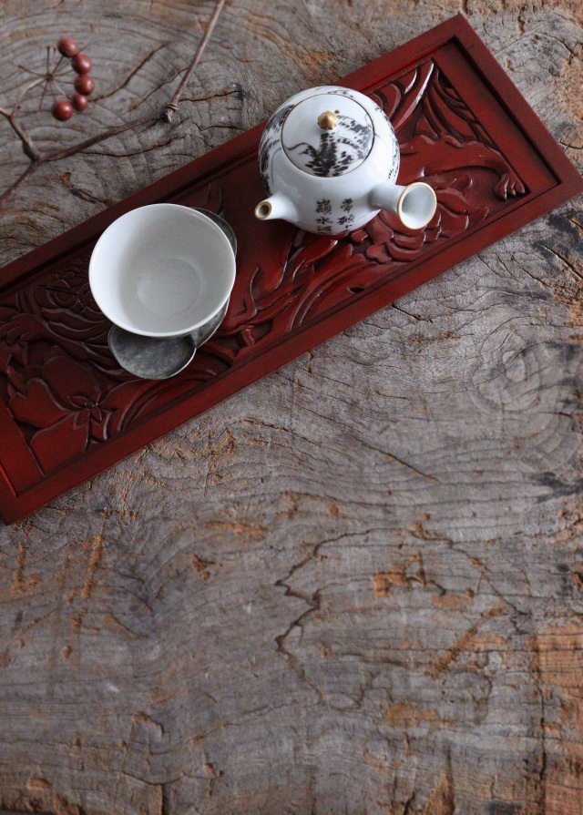 鎌倉彫　トレイ　ペン皿　煎茶盆　獅子牡丹紋　手仕事　民藝　盆