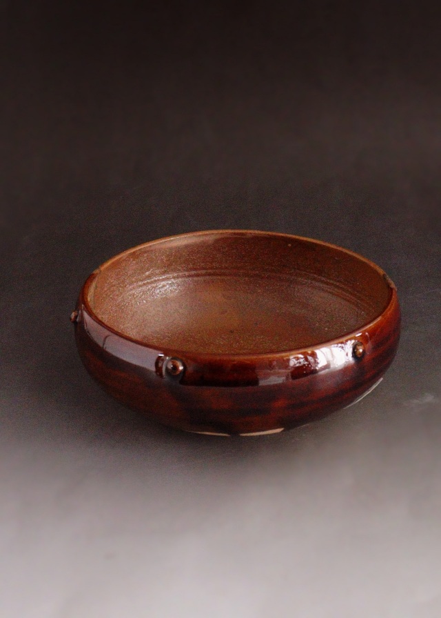 茶道具　松古窯佐久間勝山作　高取擂座灰器　茶会　作家物　共箱