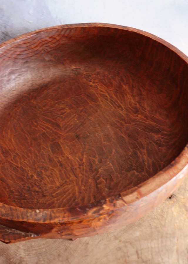 李朝木鉢脚付き　ガラス付き　木製捏鉢　民藝　茶卓　ミニテーブル　木鉢　　李朝家具　捏ね鉢　