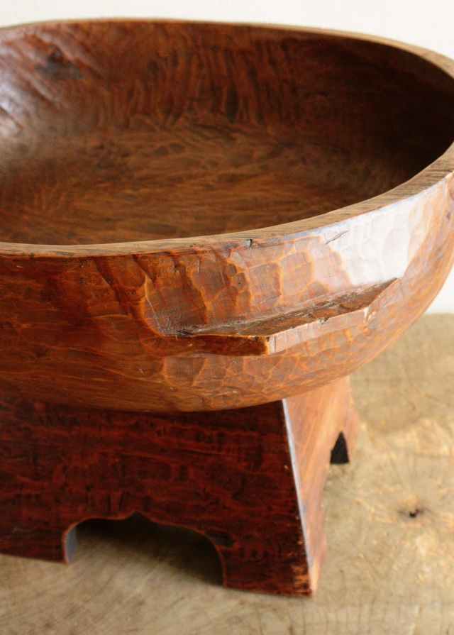 李朝木鉢脚付き　ガラス付き　木製捏鉢　民藝　茶卓　ミニテーブル　木鉢　　李朝家具　捏ね鉢　