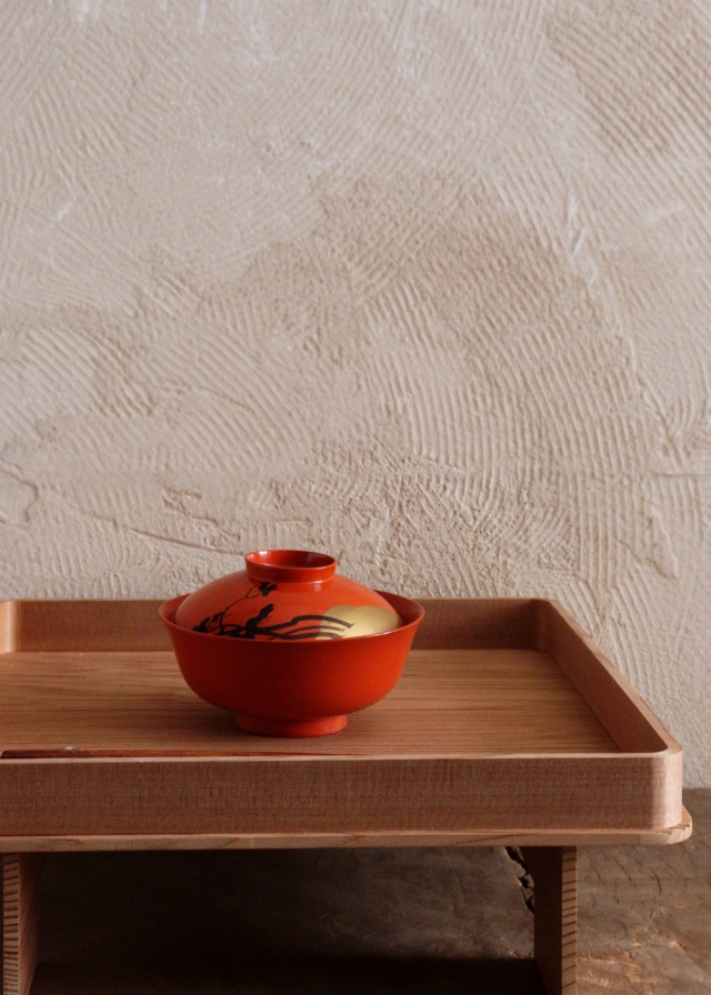 朱塗碗5客　朱塗向付　お椀　お正月　蒔絵　鶴