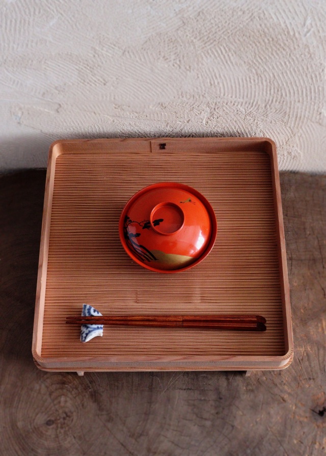 朱塗碗5客　朱塗向付　お椀　お正月　蒔絵　鶴