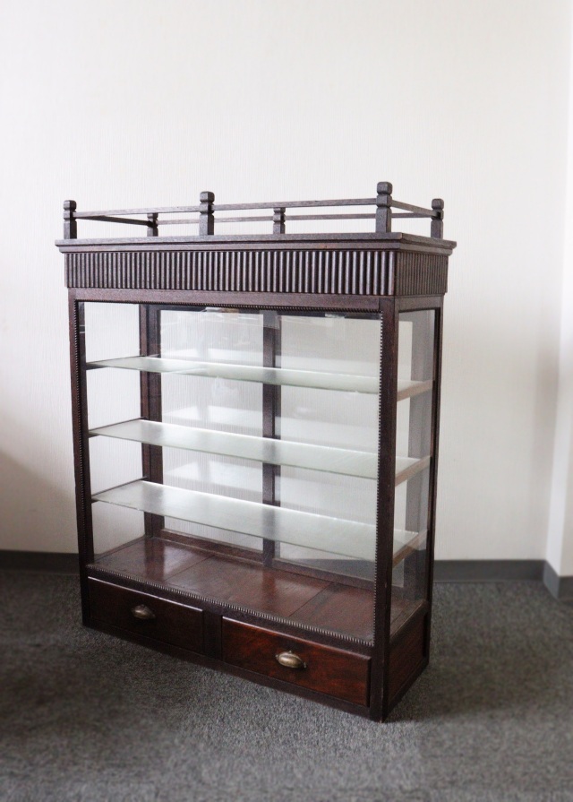 レトロガラスケース　ショーケース　コレクションケース　両面タイプ　ガラスケース　