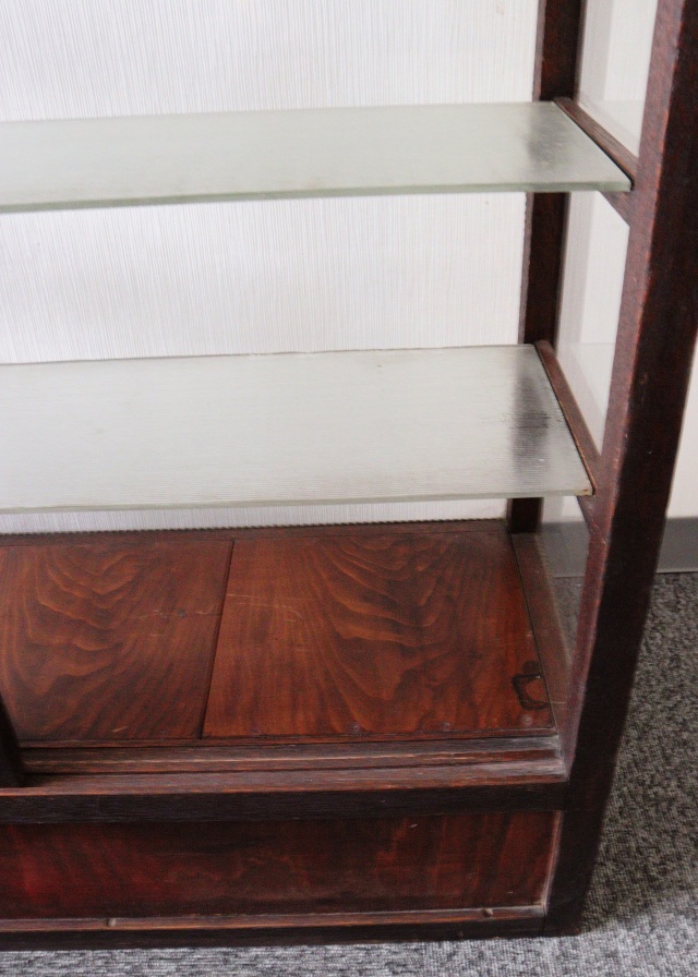 レトロガラスケース　ショーケース　コレクションケース　両面タイプ　ガラスケース　