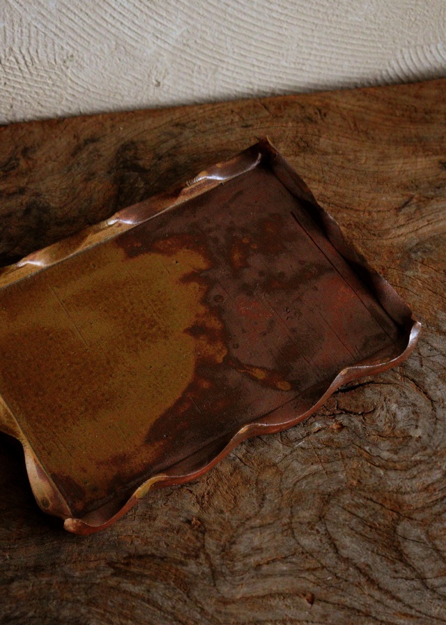 波縁板皿　備前陶板　トレー　陶板　角皿　五枚組