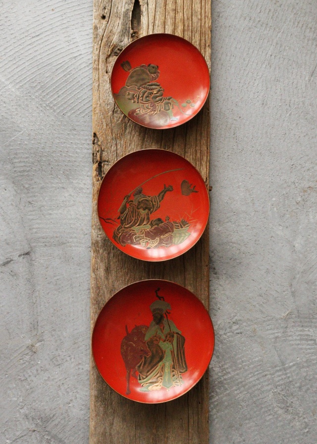 高蒔絵三つ組盃 三宝 漆皿 漆器 漆盆 酒器 お正月 恵比寿大黒